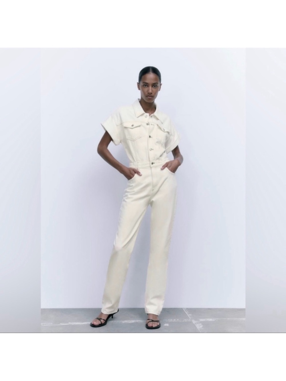 ZARA LONG DENIM JUMPSUIT